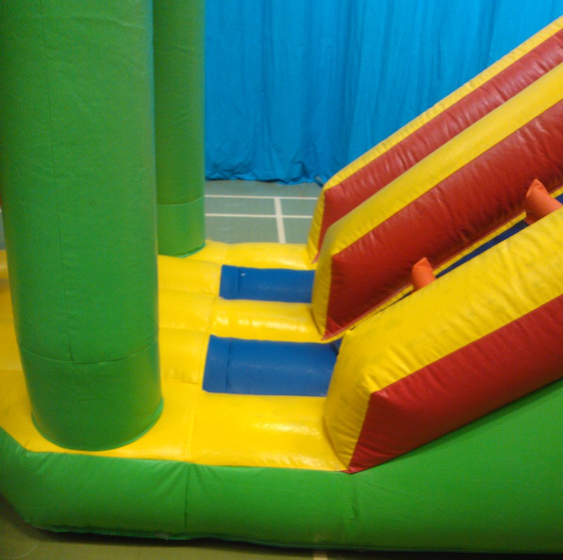 repaired inflatable with green pvc