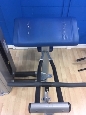 Damaged gym equipment seat